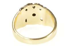 10K Yellow Gold Ornate Diamond Men's Masonic Eagle Ring