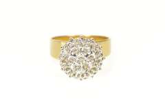 10K Yellow Gold Classic Raised Round Diamond Cocktail Ring
