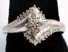 Sterling Silver Diamond  Cocktail Ring
