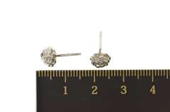 14K White Gold Diamond Inset Solitaire 3D Rose Flower Stud Earrings
