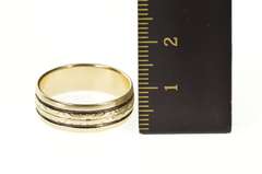 14K Yellow Gold 6.9mm 1940's Black Enamel Leaf Vine Band Ring