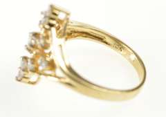 10K Yellow Gold Ornate Diamond Star Squared Cluster Compass Ring