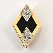 Modern Onyx and Diamond Brooch