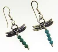 Sterling Silver Dragomfly Turquoise Earrings