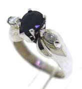 Strong Blue Sapphire & Marquise Diamond Accent Ring