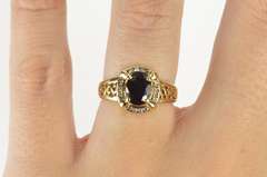 10K Yellow Gold 1.15 Ctw Sapphire Diamond Halo Engagement Ring