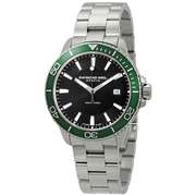 New Mens Raymond Weil Swiss Black Dial w Bgreen Bezel