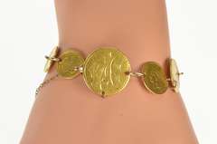 22K Yellow Gold 1849-1874 Gold Dollar Coin Love Token Bracelet