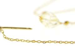 18K Yellow Gold Faceted Citrine Flower Dangle Drop Chain Earrings