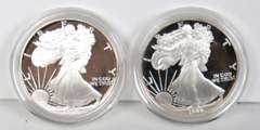 1986 S And 1990 S Proof Silver Eagles With Boxs and Papers