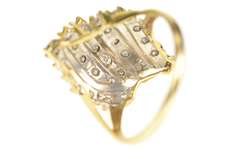 10K Yellow Gold 0.87 Ctw Wavy Diamond Encrusted Statement Ring
