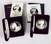1986 S &1987 S Proof Silver Eagles With Boxs And Papers