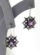 Sterling Silver Amethyst Drop Earrings