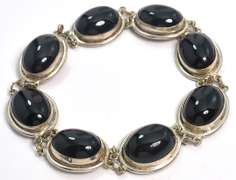 Sterling Silver Bracelet with  Black Stones