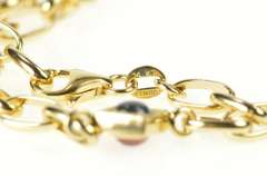 14K Yellow Gold 7.5mm Fancy Cable Chain Topaz Tourmaline Bracelet