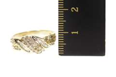 10K Yellow Gold Wavy Diamond Encrusted Statement Band Ring