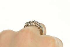 14K White Gold 1.08 Ctw Blue & White Diamond Band Ring