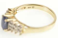 10K Yellow Gold Sapphire Diamond Tiered Cluster Engagement Ring