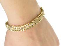14K Yellow Gold 3.30 Ctw Diamond Curved Bar Link Tennis Bracelet