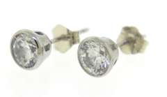 Elegant White Gold 5mm Bezel Set Stud Earrings