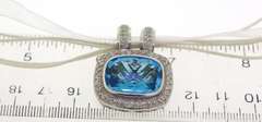 Fantastic Blue Topaz and Pave Diamond Pendant