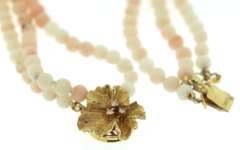 Vintage 14kt YG Coral and Diamond Bracelet