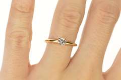 14K Yellow Gold 0.28 Ct Diamond Round Solitaire Engagement Ring