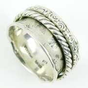Opulenza Wide Sterling Spinner Ring, Size 10