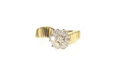10K Yellow Gold 0.42 Ctw Retro Diamond Bypass Engagement Ring