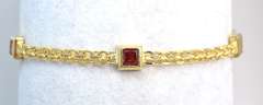 Multi-Stone Fancy Link Bracelet in 14KT Yellow Gold