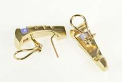 14K Yellow Gold Tanzanite Diamond Triangle French Clip Back Earrings