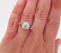 GIA Certified 1.72CTW Diamond Halo Engagement Ring