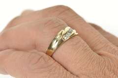 10K Yellow Gold Wavy Diamond Channel Men's Wedding Band Ring