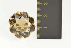 14K Yellow Gold Smoky Quartz Star Cut Cocktail Statement Ring