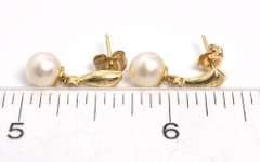 Classy Pearl Drop Earrings in 14KT Yellow Gold