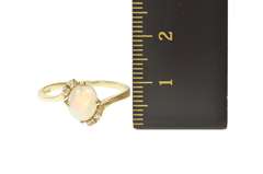 14K Yellow Gold Natural Opal Diamond Bypass Statement Ring