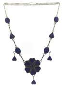 Sterling Silver Lapis Sun Style Necklace