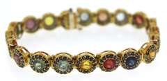 Wonderful Multi Color Sapphire Yellow Gold Bracelet