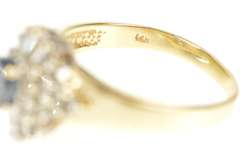 14K Yellow Gold 1.21 Ctw Oval Sapphire Diamond Halo Engagement Ring