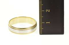18K Yellow Gold 6.2mm Squared Two Tone Men's Wedding Band Ring