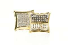 10K Yellow Gold 0.25 Ctw Pave Diamond Curved Square Stud Earrings