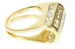 14K Yellow Gold 2.00 Ctw Five Row Princess Diamond Statement Ring