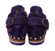 DOLCE & GABBANA  Purple Xiangao Fur Crystal Mules