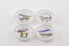 2009 Fiji $2 Famous Airships 1 Oz Silver Pf 4 Coin Set Display & COA