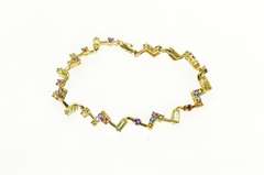 10K Yellow Gold Geometric Peridot Amethyst Citrine Zig Zag Bracelet