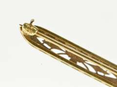 14K White Gold Art Deco Diamond Enamel Flower Filigree Bar Pin/Brooch