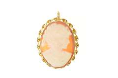 Gold Filled Retro Carved Shell Cameo Lady Ornate Pendant/Pin