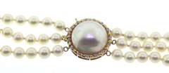 Favorite Triple Pearl Strand with Mabe Pearl & Diamond Accent Clasp