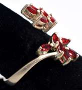Sterling Silver Red Crystal Cocktail Ring