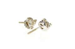 14K White Gold 0.67 Ctw Round Diamond Twist Halo Stud Earrings